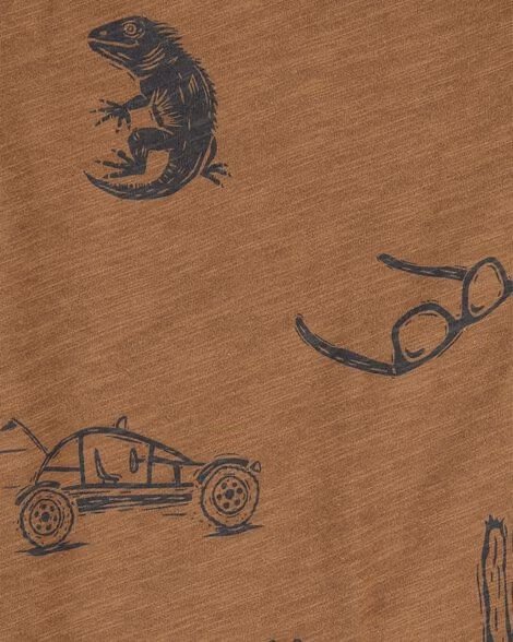 Toddler Desert Print Henley - Brown